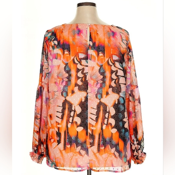Torrid Neon Butterfly Print Chiffon Blouse Size 2 NWT - Picture 2 of 10
